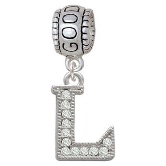 Crystal Initial - L - Beaded Border - Good Luck Charm Bead
