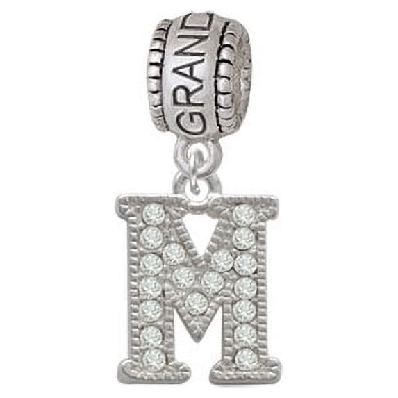 Crystal Initial - M - Beaded Border - Granddaughter Charm Bead