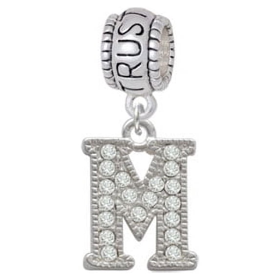 Crystal Initial - M - Beaded Border - Trust In God Charm Bead