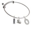 thumbnail image 1 of Crystal Initial - O - Beaded Border - Big Sister Heart Expandable Bangle Bracelet, 1 of 1