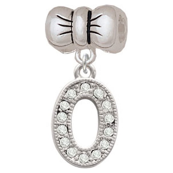 Crystal Initial - O - Beaded Border - Bow Charm Bead