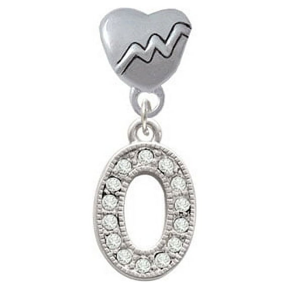 Crystal Initial - O - Beaded Border - Heartbeat Charm Bead
