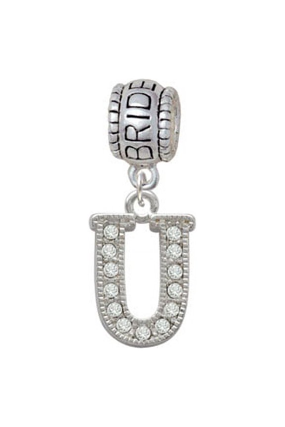 Crystal Initial - U - Beaded Border - Bride Charm Bead