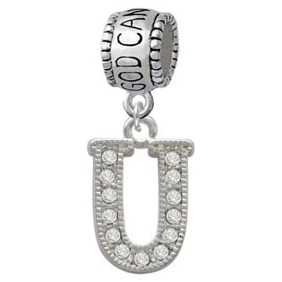 Crystal Initial - U - Beaded Border - God Can Charm Bead