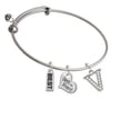 thumbnail image 1 of Crystal Initial - V - Beaded Border - Best Friend Heart Expandable Bangle Bracelet, 1 of 1