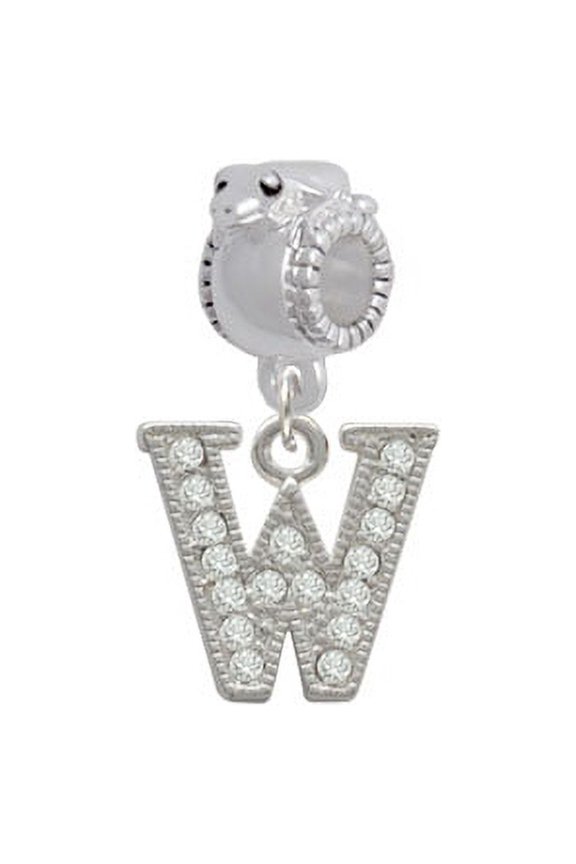 Crystal Initial - W - Beaded Border - Frog Charm Bead