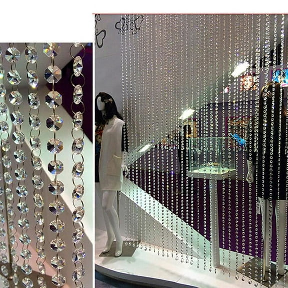 Crystal Iridescent Beaded Curtain Door String Curtain Wall Panel Window Room Divider Blind for Home Decoration FYCONE
