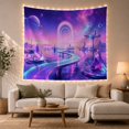 thumbnail image 1 of Crystal Islands Across Reflective Cosmic Waters, Dreamy Surreal for Space Lovers, Celestial Landscape Art, Housewarming Gift, Tapestry Wall Hanging for Bedroom and Studio, 1 of 7
