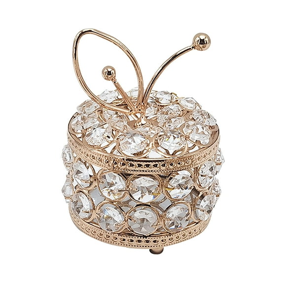 Crystal Jewelry Box Sparkly Trinket Organizer Ears s Box Treasure Keepsake Box Storage with Lid for Valentine - 9x9x12cm