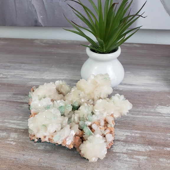 Crystal Joys Apophyllite Cluster, 7-8 Inch, Natural Gemstone with Stilbite Growths