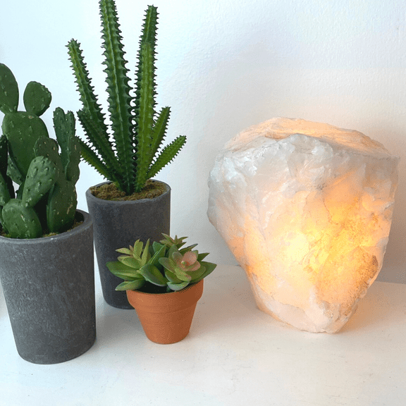 Crystal Joys Clear Quartz Rough Lamp - Natural Stone Lamp with Bulb and Cord