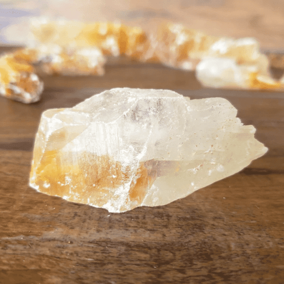 Crystal Joys 1 piece Golden Phantom Selenite Rough – Rare Natural Specimen, 2 to 9 Inches