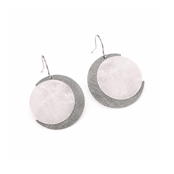 Crystal Joys Jaguar Moon Earrings-Rose Quartz