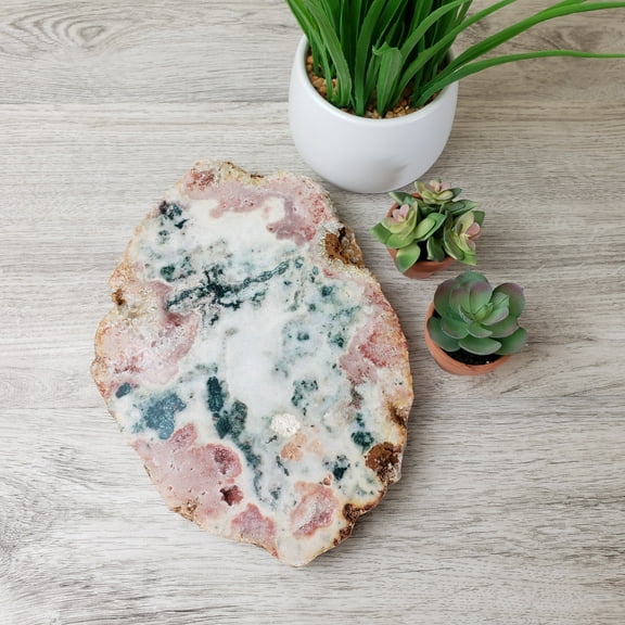 Crystal Joys Pink Amethyst Platter/Slab  Unique Display Art (6-9 Inches)