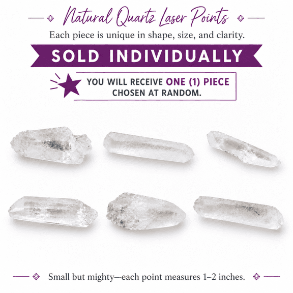 Crystal Joys Quartz Laser Point – Natural Clear Quartz Crystal, 1 to 2 Inches