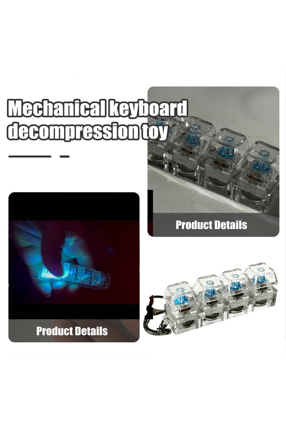 Crystal Keycap Fidget Toy Set, Includes Silent Non-Light & Blue Light-Up Keychains, Sensory Tools for Focus, ADHD, or as Backpack Charms for Students - 2PC