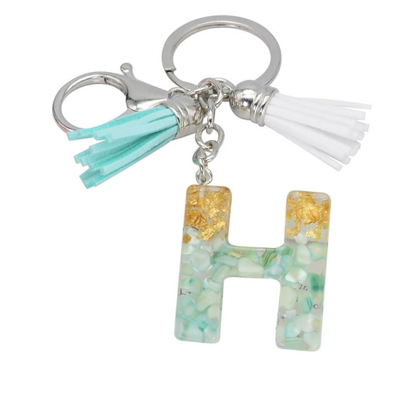 Crystal Keychain under $5! Yrmaups Green Tassel Letter Keychain, Acrylic Pendant with Gold Foil and Crystal Drop, Cool Bag Charm, Backpack Ornament, Gift forboysandgirls, Durable and Lightweight