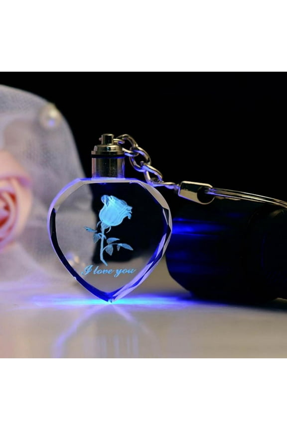 Crystal Keychain, Photo Lighted - Crystal Etched Keychain, Crystal Keychain 3D Laser Engraved Gifts