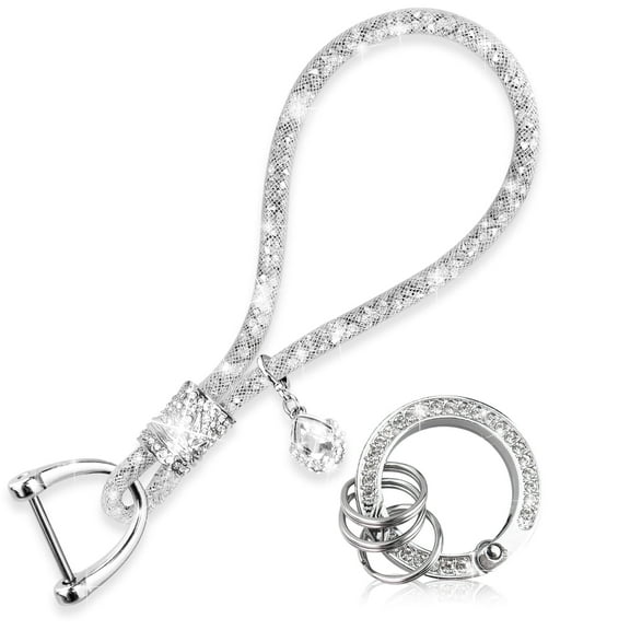 Yiflin Cute Car keychain for Women, Crystal Keychain Accessories，Bling Wrist Lanyard for Keys, Car key