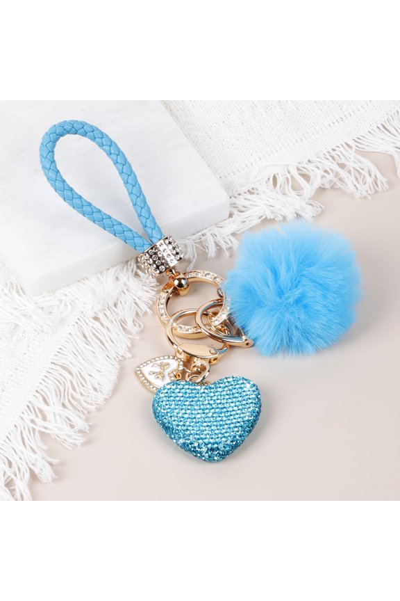Crystal Keychain for Women, Heart Shape Key Chain with Sparkly Rhinestones Bling Car Key Chains for Backpack Handbag Car Keys