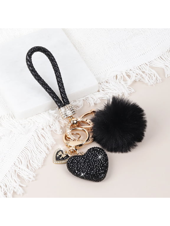 Crystal Keychain for Women, Heart Shape Key Chain with Sparkly Rhinestones Bling Car Key Chains for Backpack Handbag Car Keys