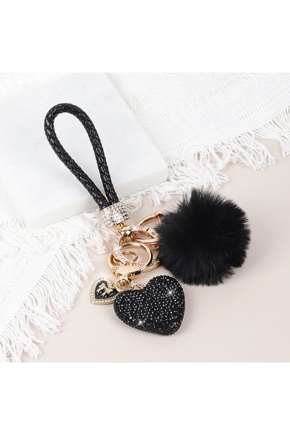 Crystal Keychain for Women, Heart Shape Key Chain with Sparkly Rhinestones Bling Car Key Chains for Backpack Handbag Car Keys