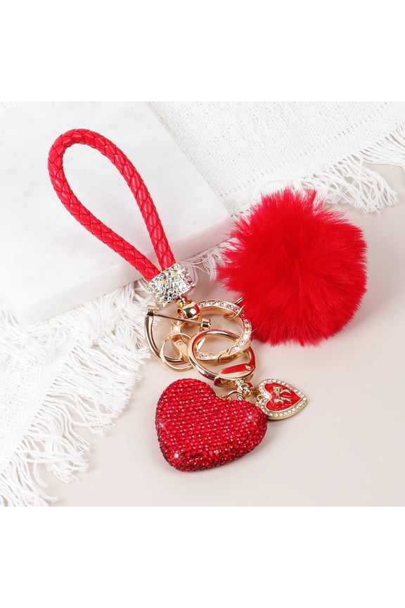 Crystal Keychain for Women, Heart Shape Key Chain with Sparkly Rhinestones Bling Car Key Chains for Backpack Handbag Car Keys