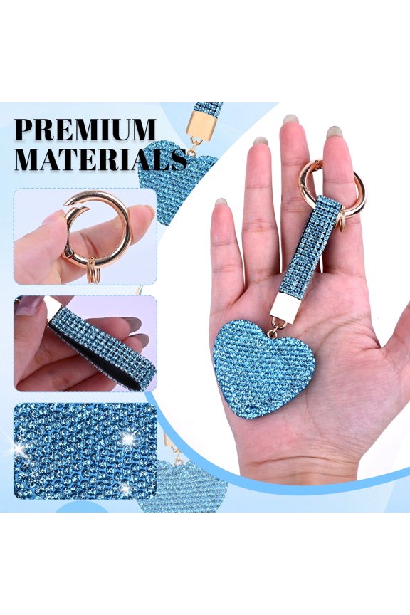 Crystal Keychain for Women, Heart Shape Key Chain with Sparkly Rhinestones Bling Car Key Chains for Backpack Handbag Car Keys