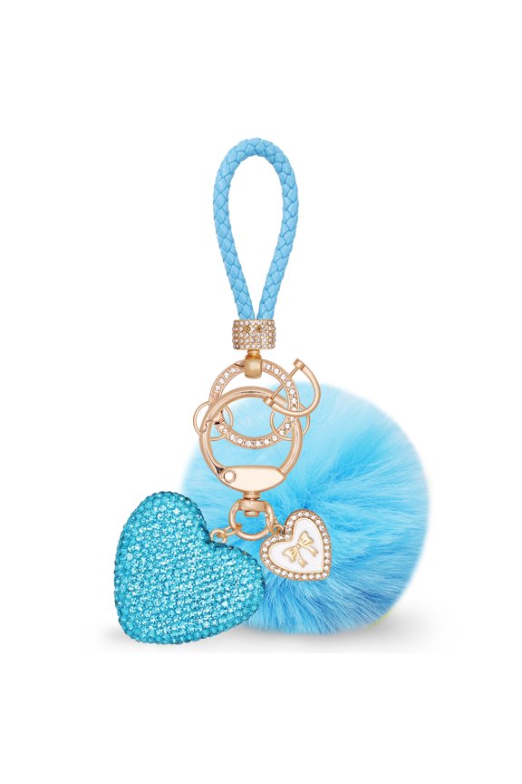 Crystal Keychain for Women, Heart Shape Key Chain with Sparkly Rhinestones Bling Car Key Chains for Backpack Handbag Car Keys