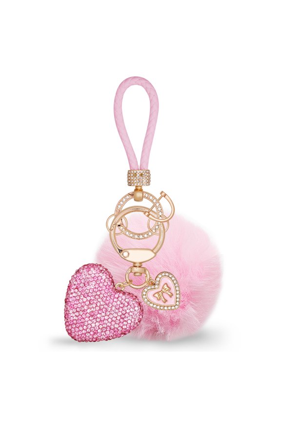 Crystal Keychain for Women, Heart Shape Key Chain with Sparkly Rhinestones Bling Car Key Chains for Backpack Handbag Car Keys