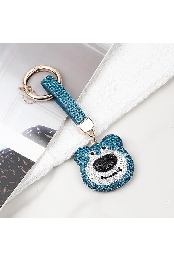Crystal Keychain for Women, Kawaii Bear Charm Key Chain with Sparkly Rhinestones Bling Car Key Chains for Backpack Handbag