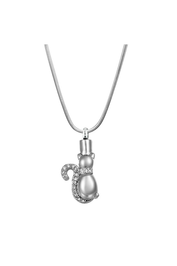 Crystal Kitty Cat Pet Cremation Jewelry Memorial Necklace Cremation Urn Neckalce for Ashes Urn Keepsake with Funnel Kit