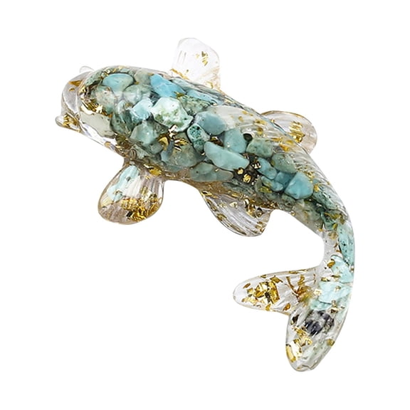 Crystal Koi Fish Ornament Turquoise Gravel Fish Figurine Mini Crystal Fish Table Decor For Birthday Holiday Party(Light Green-6Cm)