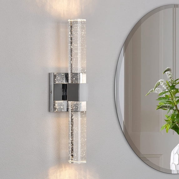 Crystal LED Wall Sconce Bathroom Vanity Fixture Modern Crystal Wall Lighting for Bedroom Living Room -Sliver
