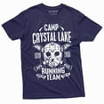thumbnail image 1 of Crystal Lake Running Team T-shirt Mens Jason Mask Tee Shirt Counselor Tee (3X-Large Navy Blue), 1 of 5