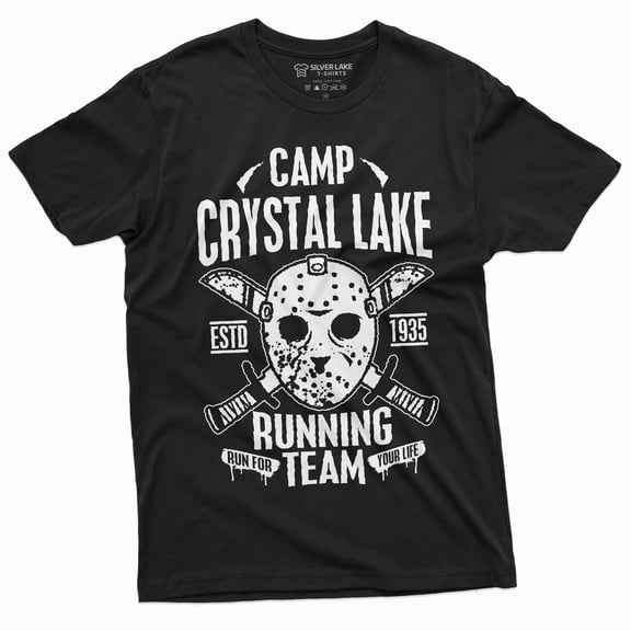 Crystal Lake Running Team T-shirt Mens Jason Mask Tee Shirt Counselor Tee