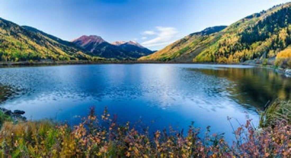 Crystal Lake surrounded by mountains Ironton Park Million Dollar Highway Red Mountain San Juan Mountains Colorado USA Canvas Art - Panoramic Images (24 x 14)
