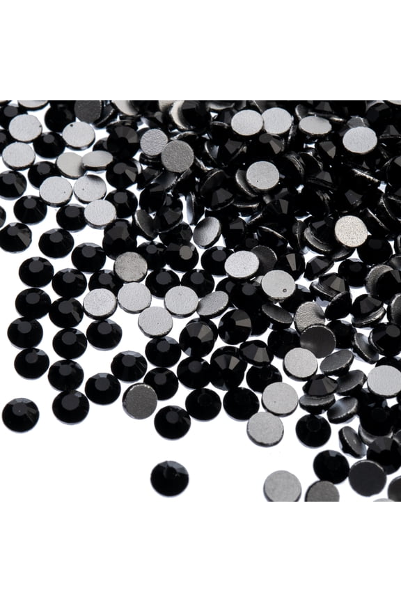 2880pcs SS12 (3mm) Jet | Glass Round Flat Back Rhinestones