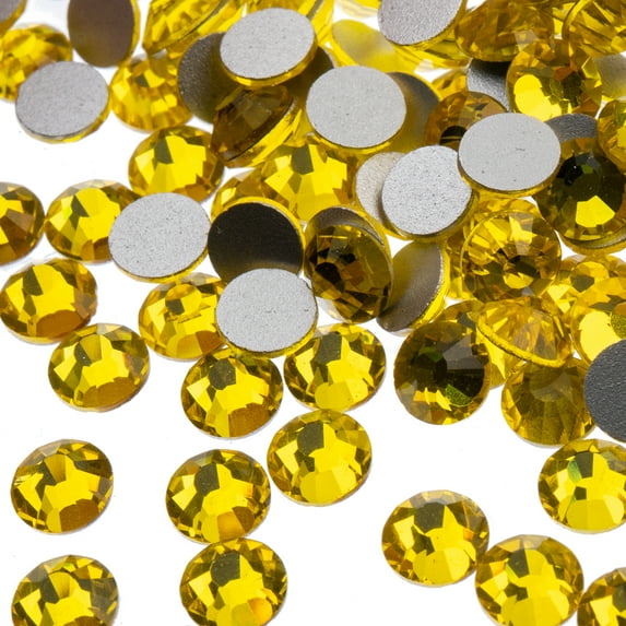 Crystal Lane DIY 72pcs SS30 (6.5mm) Citrine | Glass Round Flat Back Rhinestones