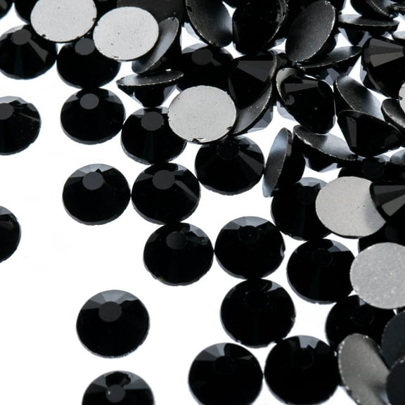 Crystal Lane DIY 72pcs SS30 (6.5mm) Jet Black | Glass Round Flat Back Rhinestones