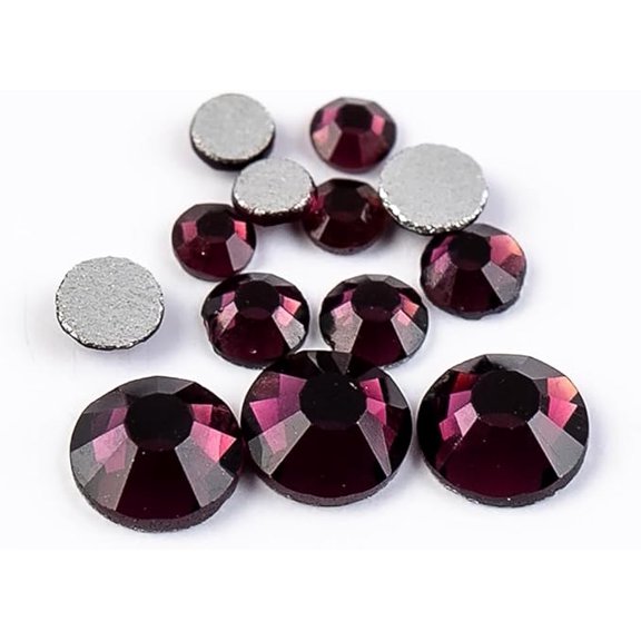 Crystal Lane DIY Combo SS3/SS6/SS12 Amethyst Round Flat Back Rhinestones for nail art, clothes design decorations