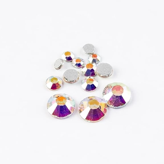 Crystal Lane DIY Combo SS3/SS6/SS12 Crystal AB Round Flat Back Rhinestones for nail art, clothes design decorations