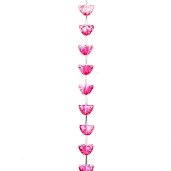 Crystal Lane DIY Glass Garden 10mm Pink Lotus Flowers Bead Strand, 15pcs