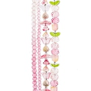 John Bead Crystal Lane DIY Glass Garden Bead Quadruple Strand - Butterflies, Tulips, and Faceted Rondelles, Pink Mix