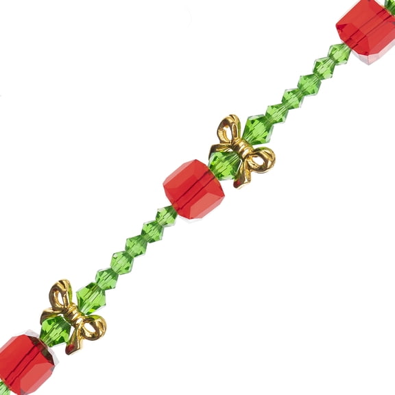 Crystal Lane DIY Glass & Metal Red Present Stack 7" Designer Holiday Christmas Bead Strand