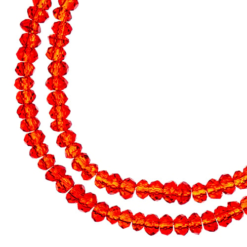 Crystal Lane DIY Rondelle 7in 1.5x2.5mm Transparent Red 2 glass bead Strands for Jewelry Making, DIY Crafts & Decorations