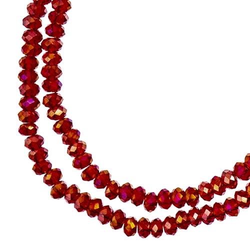 Crystal Lane DIY Rondelle 7in 1.5x2.5mm Transparent Red AB 2 glass bead Strands for Jewelry Making, DIY Crafts & Decorations