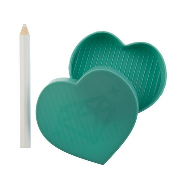 Crystal Lane DIY Teal Heart Plastic Rhinestone Bead Sorting Tray with Pickup Stick