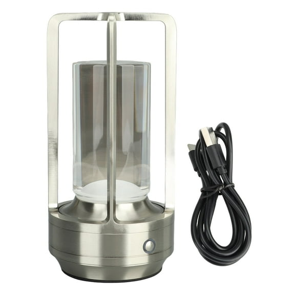 Crystal Lantern Lamp Cordless Table Lamp 3 Colors Stepless Dimming LED Table Lamp Rechargeable Touch Lamp Bedside Nightstand Lamp Silver