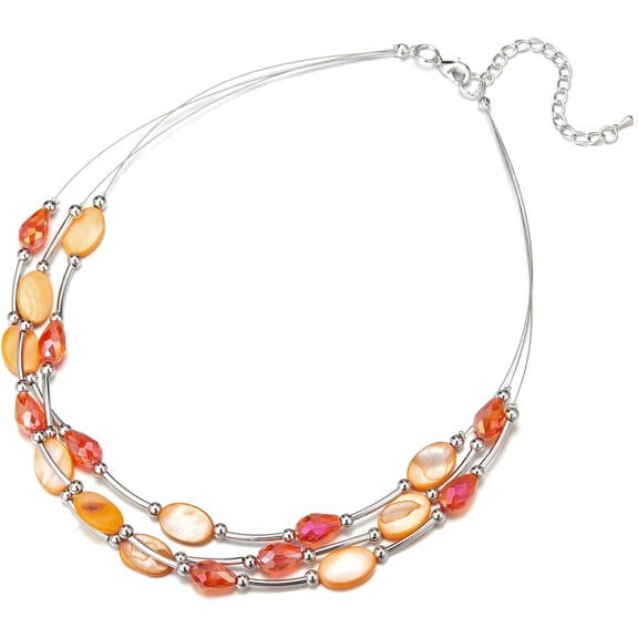 Crystal Layered Statement Necklace For Women - Choker Necklace With Chunky Silver Chain, Birthday Gifts For Women[o5681]